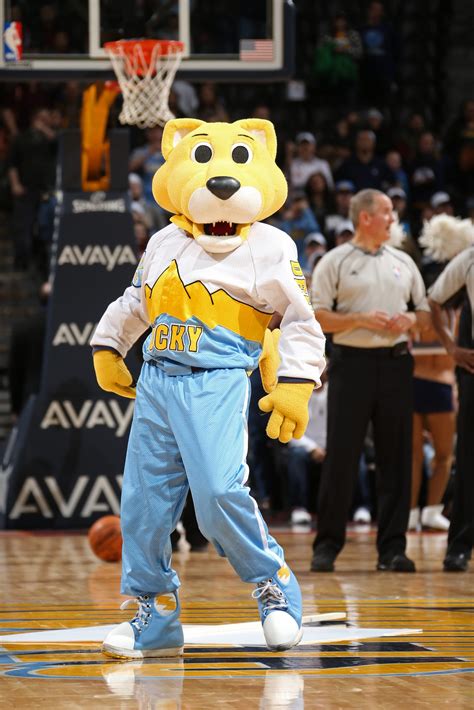 Nuggets mascot hanging by a thread